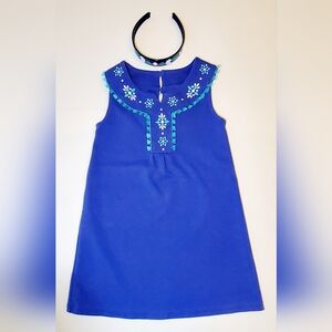 Gymboree Girls Blue Sleeveless Sparkle Safari Dress w/ Headband- Size 6